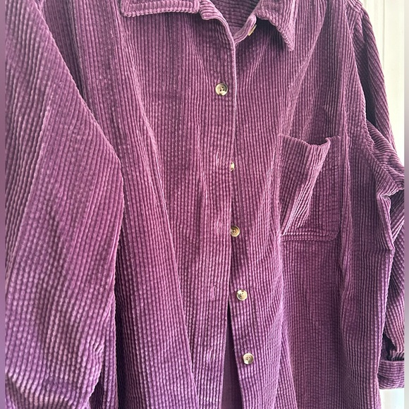 Purple Corduroy LL Bean Button Up Long Sleeve Shirt, XL - Picture 3 of 9